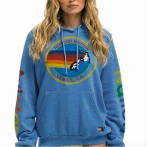 Aviator Nation relaxed pullover hoodie (L, cobalt) - has flaws